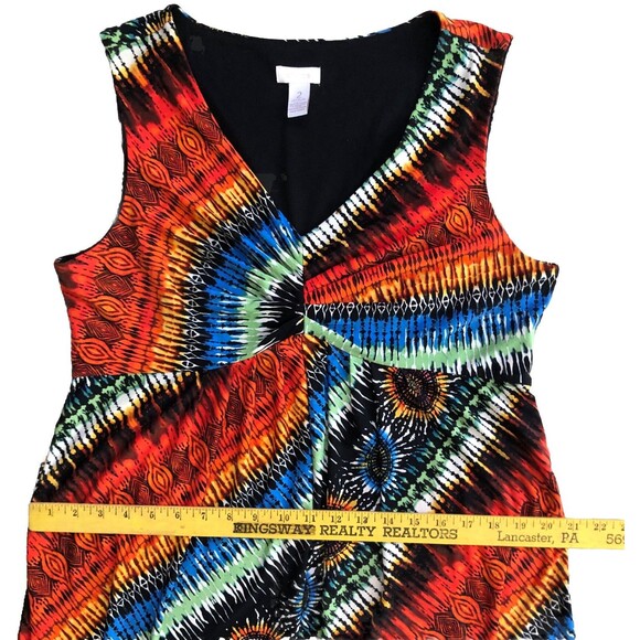 Chicos Sunflower Maxi Dress Womens 2 Large Sleeveless Empire Waist Boho Artsy - Picture 10 of 12